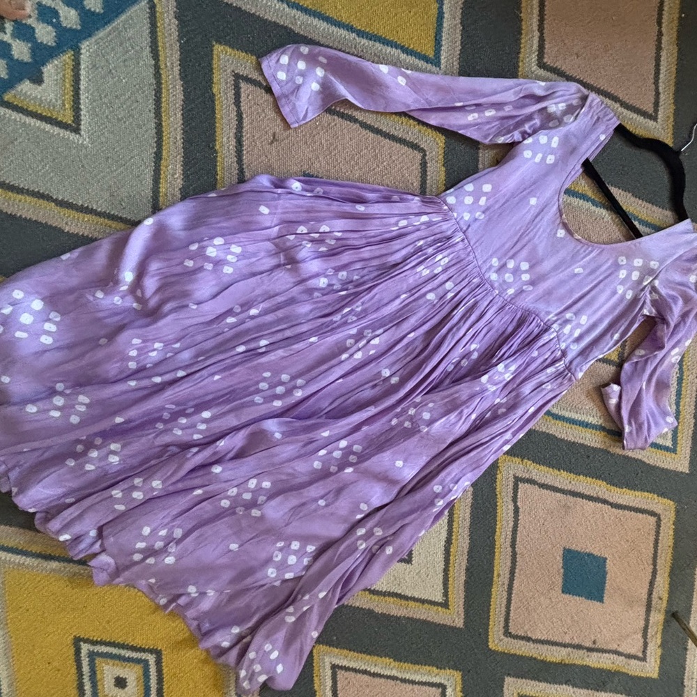 Norblack Norwhite lavender silk tie dye kurta dress S